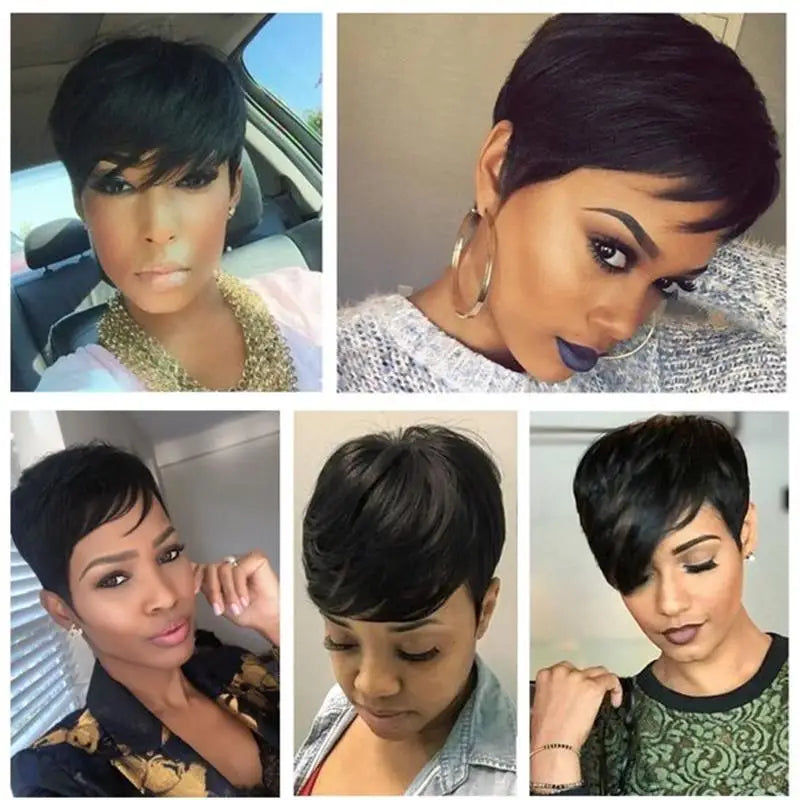 Pixie Cut Wigs - Short Bob Wig With Bangs | Brazilian Remy Human Hair, 180% Density - ZOOMNSTORE