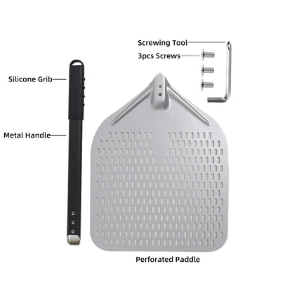 Pizza Perforated Shovel Paddle - ShortLong Handle Baking Tool for Oven - ZOOMNSTORE