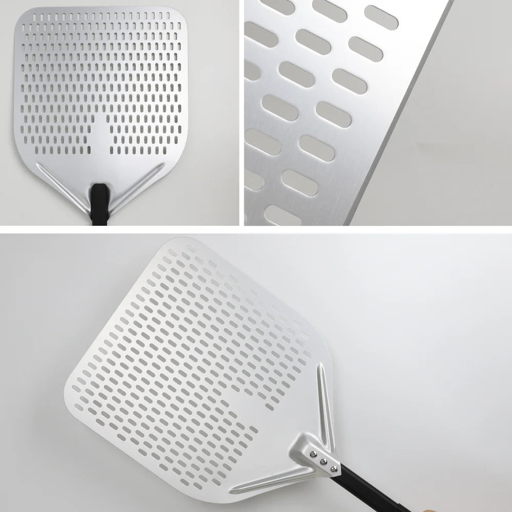 Pizza Perforated Shovel Paddle - ShortLong Handle Baking Tool for Oven - ZOOMNSTORE
