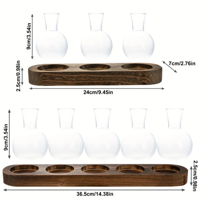 Modern Glass Terrarium with Wooden Tray - Indoor Hydroponics Propagation Station - ZOOMNSTORE