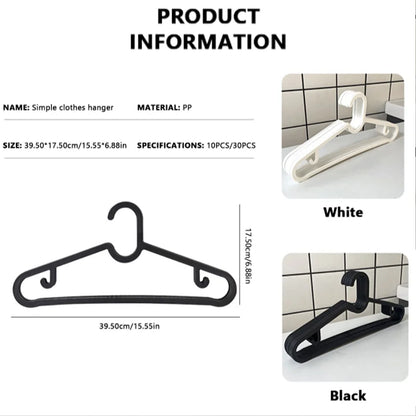 Plastic Clothes Hangers - 10Pcs Durable ABS Plastic Hanger Set | Non Slip Closet Space Saver - ZOOMNSTORE