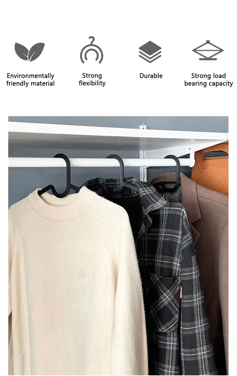 Plastic Clothes Hangers - 10Pcs Durable ABS Plastic Hanger Set | Non Slip Closet Space Saver - ZOOMNSTORE