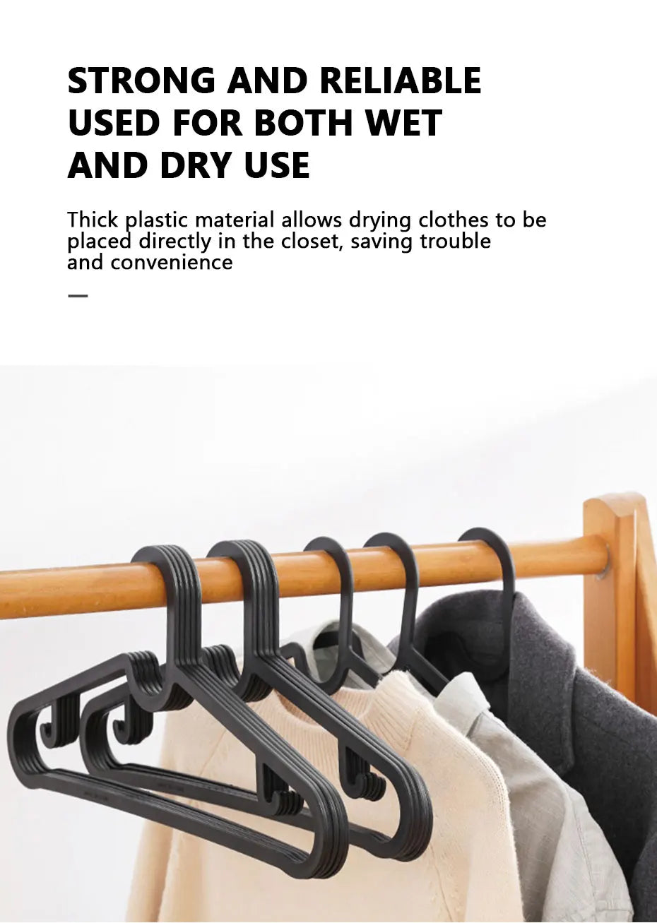 Plastic Clothes Hangers - 10Pcs Durable ABS Plastic Hanger Set | Non Slip Closet Space Saver - ZOOMNSTORE