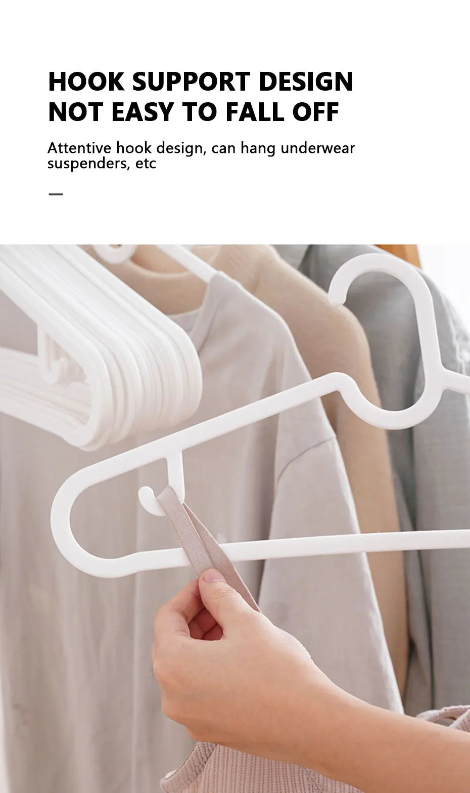 Plastic Clothes Hangers - 10Pcs Durable ABS Plastic Hanger Set | Non Slip Closet Space Saver - ZOOMNSTORE