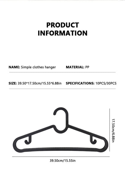 Plastic Clothes Hangers - 10Pcs Durable ABS Plastic Hanger Set | Non Slip Closet Space Saver - ZOOMNSTORE