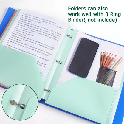 Colored Plastic 3-Ring Folders with Pockets - Heavy Duty Pastel 4 Pack - ZOOMNSTORE