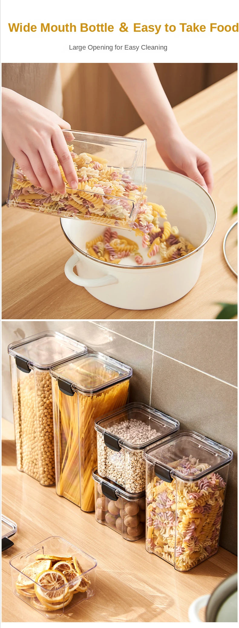 Plastic Food Storage Box - Sealed Airtight Kitchen Storage Containers for Pantry & Fridge - ZOOMNSTORE