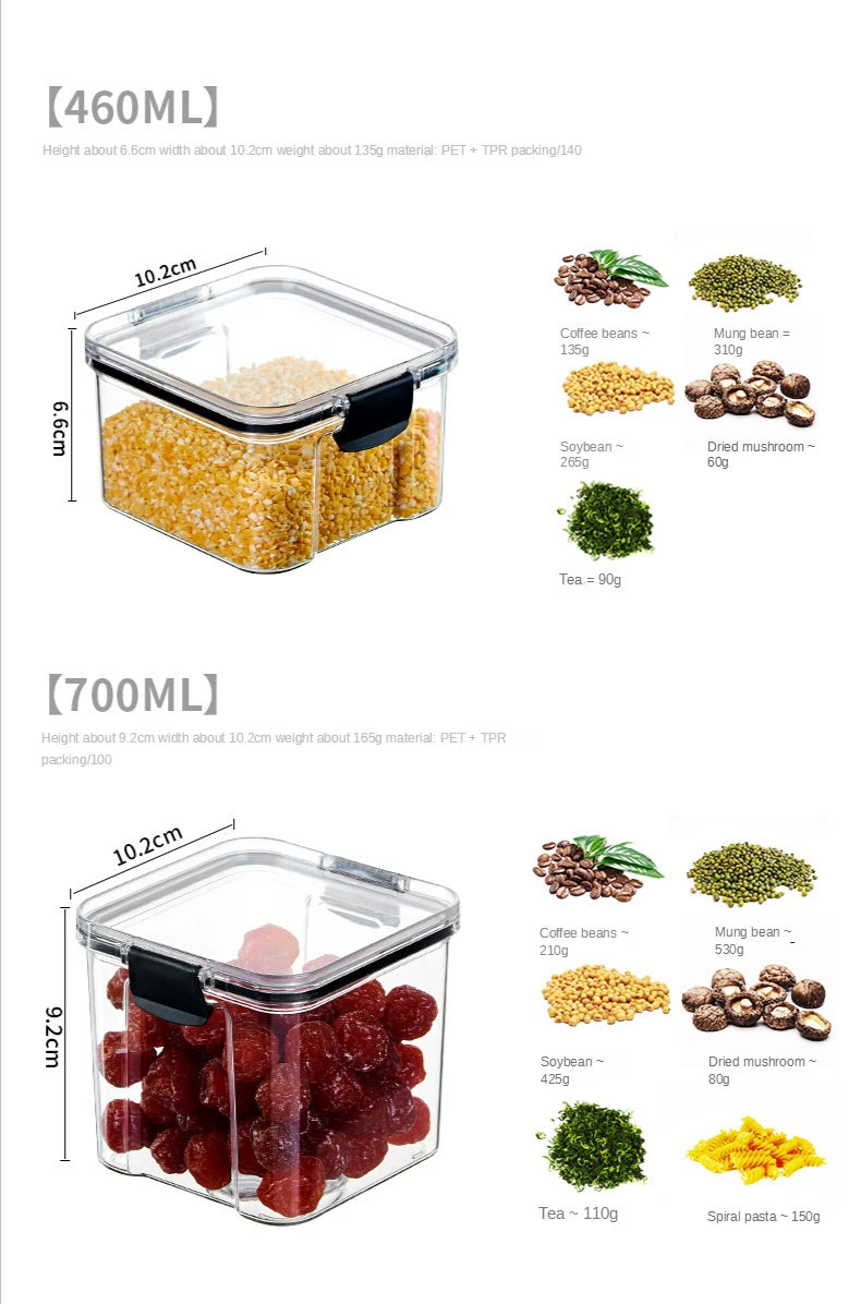 Plastic Food Storage Box - Sealed Airtight Kitchen Storage Containers for Pantry & Fridge - ZOOMNSTORE