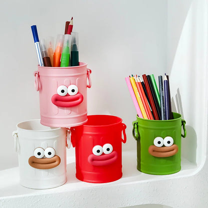 Plastic Pencil Holder - Cute Long Legged Desk Organizer with Letter Stickers - ZOOMNSTORE