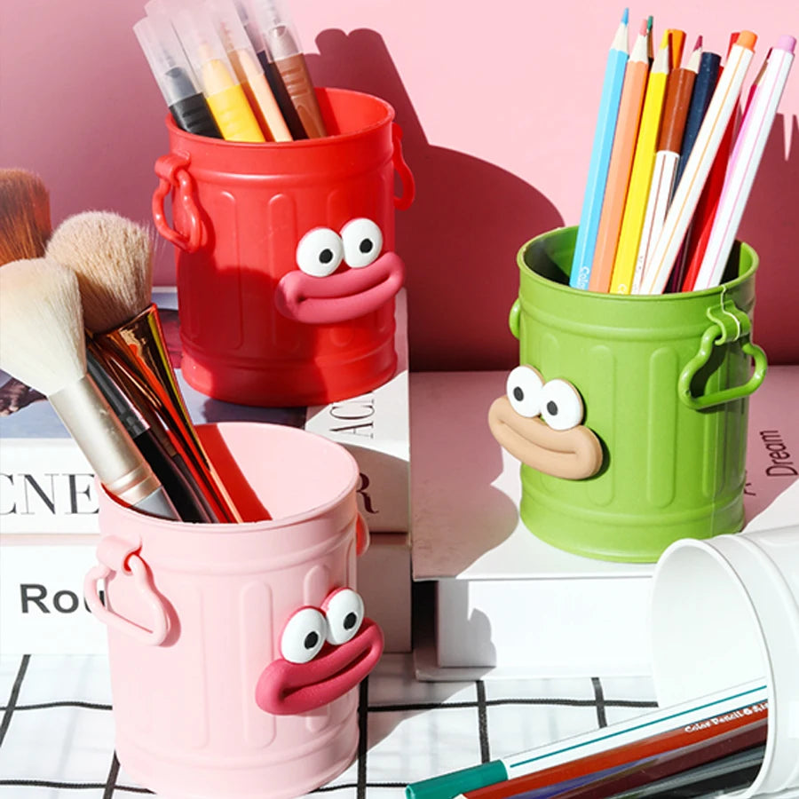 Plastic Pencil Holder - Cute Long Legged Desk Organizer with Letter Stickers - ZOOMNSTORE