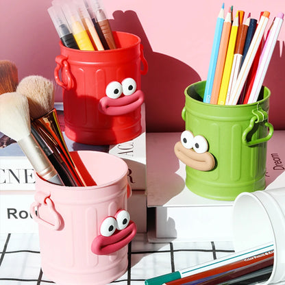 Plastic Pencil Holder - Cute Long Legged Desk Organizer with Letter Stickers - ZOOMNSTORE