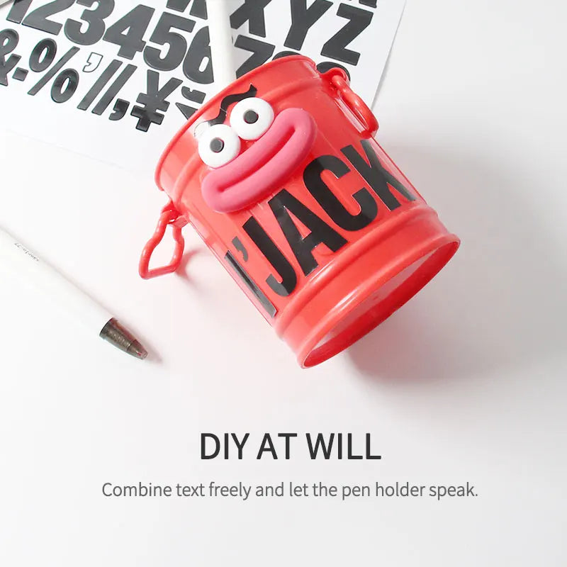 Plastic Pencil Holder - Cute Long Legged Desk Organizer with Letter Stickers - ZOOMNSTORE