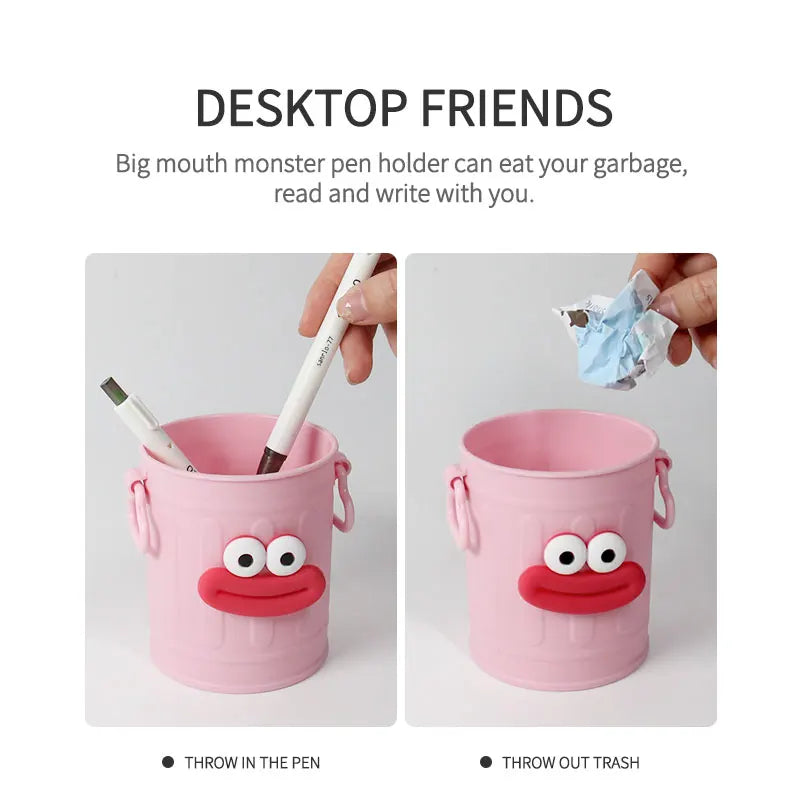 Plastic Pencil Holder - Cute Long Legged Desk Organizer with Letter Stickers - ZOOMNSTORE