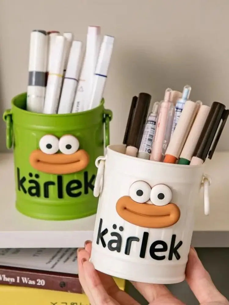 Plastic Pencil Holder - Cute Long Legged Desk Organizer with Letter Stickers - ZOOMNSTORE