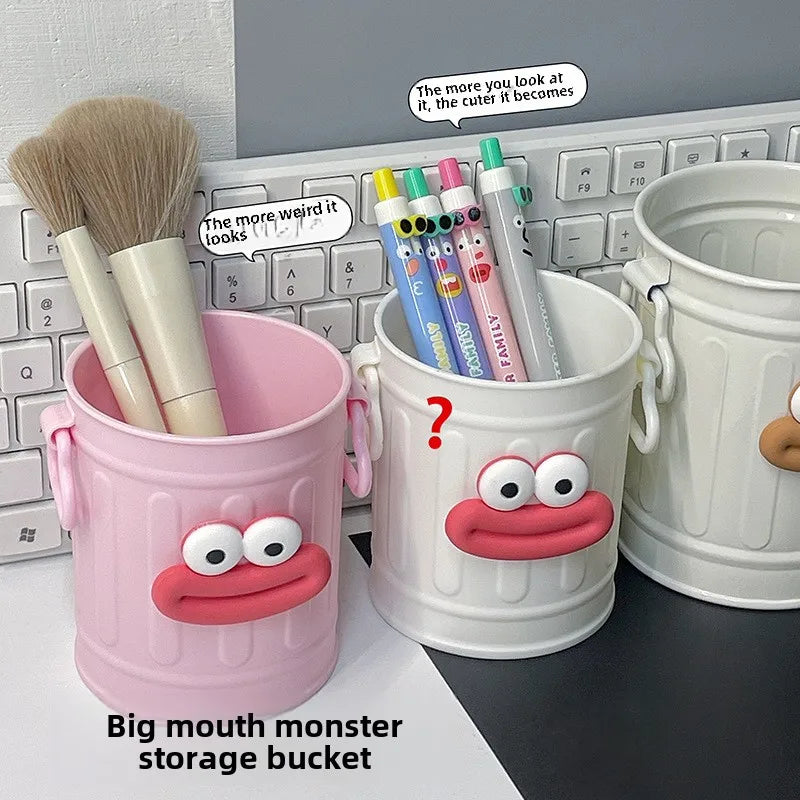 Plastic Pencil Holder - Cute Long Legged Desk Organizer with Letter Stickers - ZOOMNSTORE