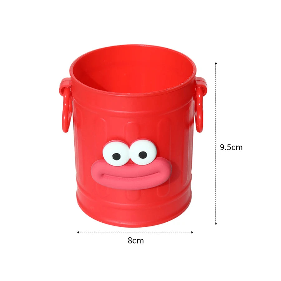 Plastic Pencil Holder - Cute Long Legged Desk Organizer with Letter Stickers - ZOOMNSTORE