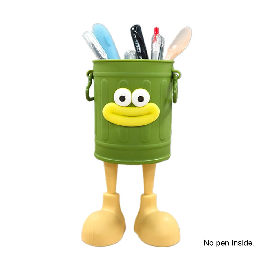 Plastic Pencil Holder - Cute Long Legged Desk Organizer with Letter Stickers - ZOOMNSTORE