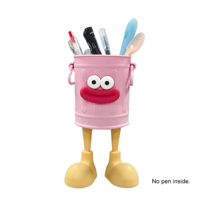 Plastic Pencil Holder - Cute Long Legged Desk Organizer with Letter Stickers - ZOOMNSTORE