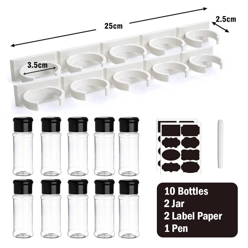 Spice Jars Seasoning Shaker Bottles Plastic Kitchen Spices Storage Condiment Jar Salt Pepper Boxes Kitchen Spice Organizer Rack - ZOOMNSTORE