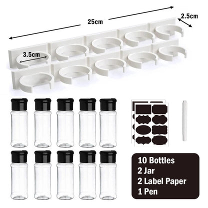 Spice Jars Seasoning Shaker Bottles Plastic Kitchen Spices Storage Condiment Jar Salt Pepper Boxes Kitchen Spice Organizer Rack - ZOOMNSTORE