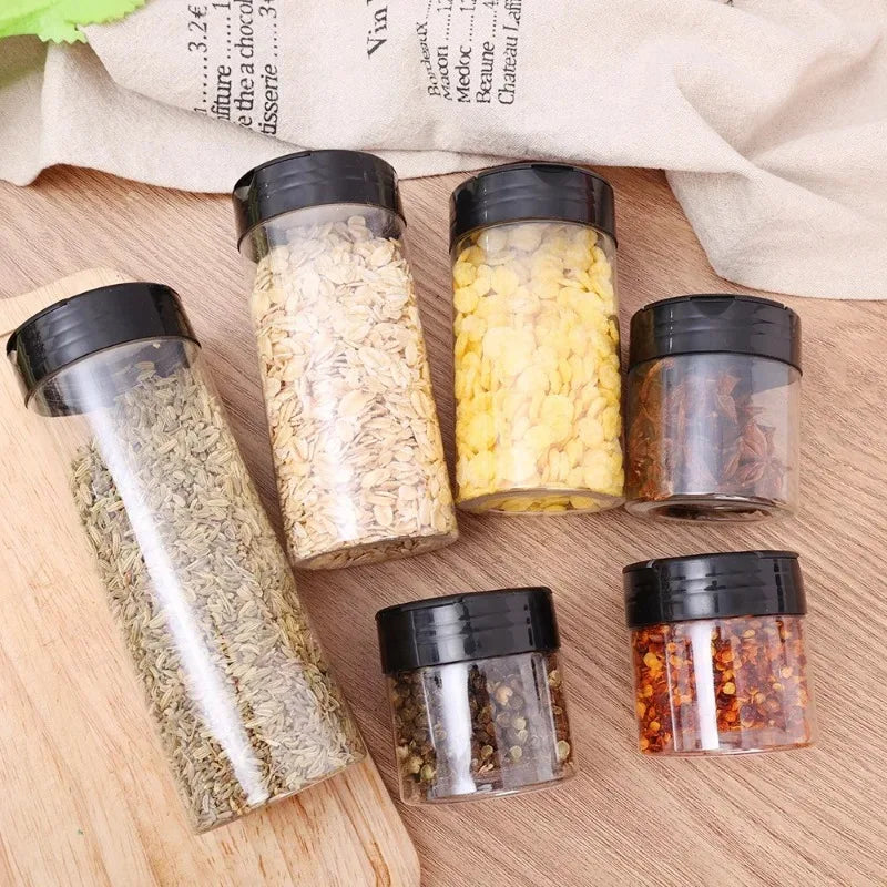 1/12x Plastic Spice Jars with Shaker Lids Transparent Safety Plastic Bottles for Home Kitchen Storing Spices Seasoning Powders - ZOOMNSTORE