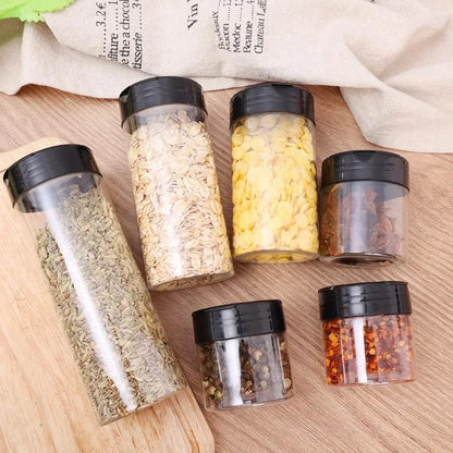 1/12x Plastic Spice Jars with Shaker Lids Transparent Safety Plastic Bottles for Home Kitchen Storing Spices Seasoning Powders - ZOOMNSTORE