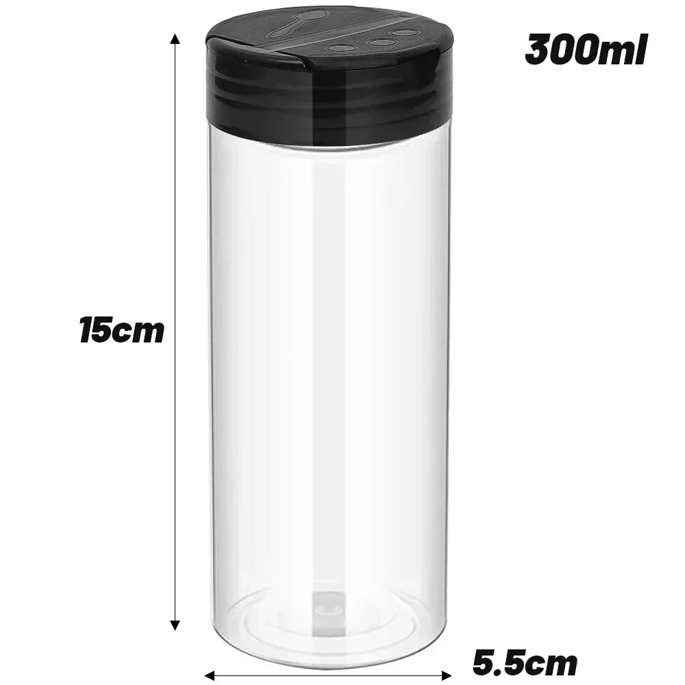1/12x Plastic Spice Jars with Shaker Lids Transparent Safety Plastic Bottles for Home Kitchen Storing Spices Seasoning Powders - ZOOMNSTORE