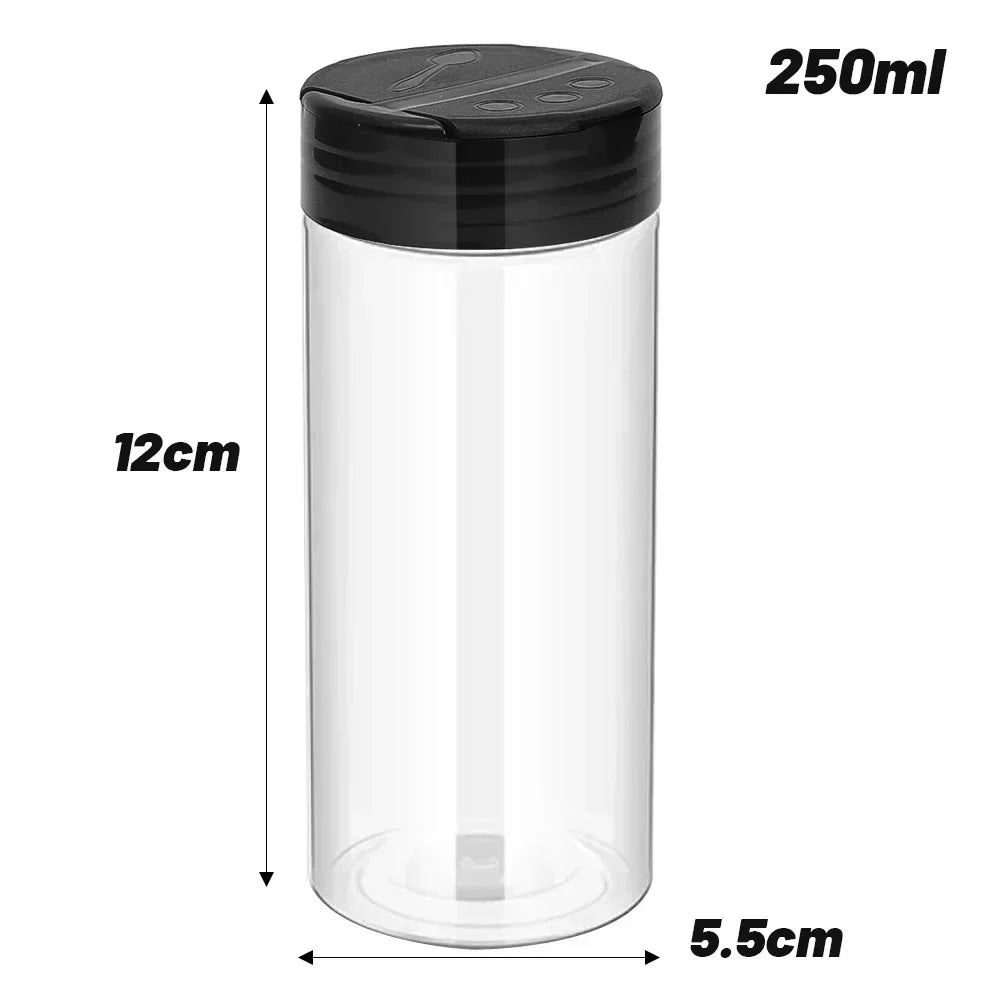 1/12x Plastic Spice Jars with Shaker Lids Transparent Safety Plastic Bottles for Home Kitchen Storing Spices Seasoning Powders - ZOOMNSTORE