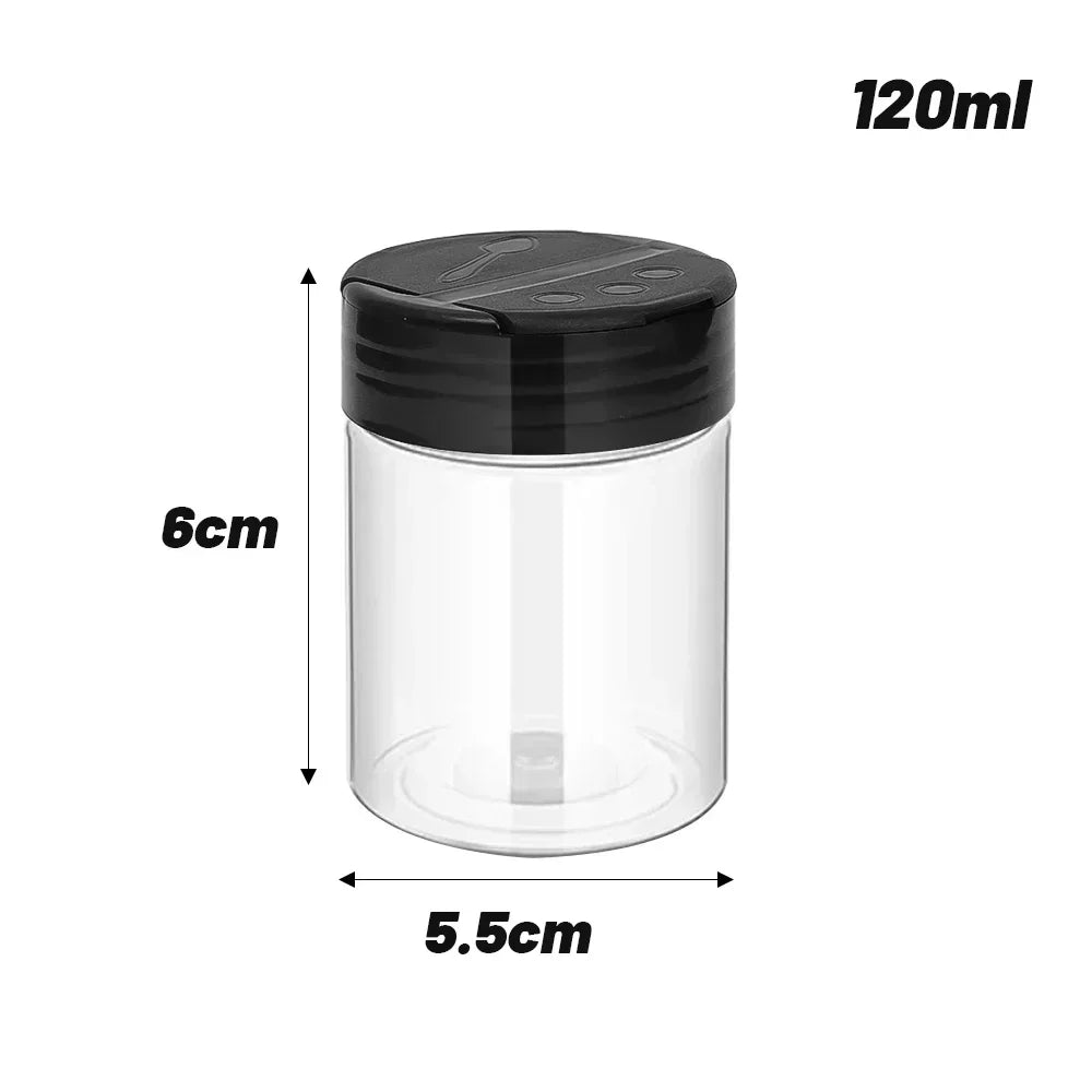 1/12x Plastic Spice Jars with Shaker Lids Transparent Safety Plastic Bottles for Home Kitchen Storing Spices Seasoning Powders - ZOOMNSTORE