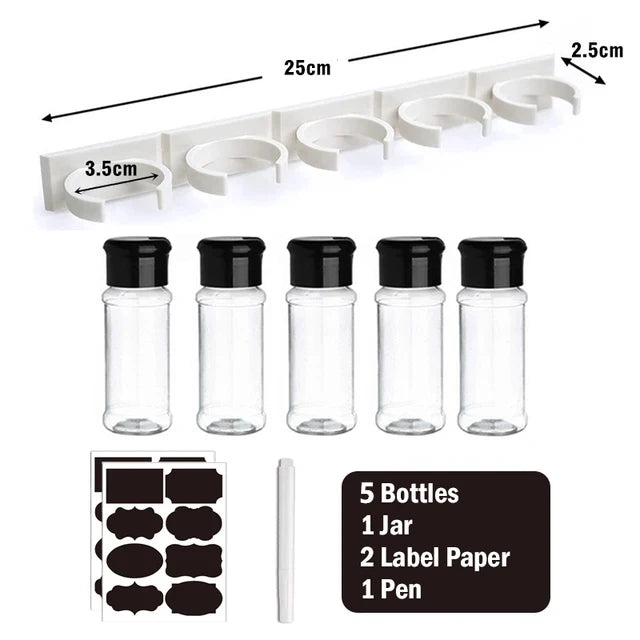 Spice Jars Seasoning Shaker Bottles Plastic Kitchen Spices Storage Condiment Jar Salt Pepper Boxes Kitchen Spice Organizer Rack - ZOOMNSTORE
