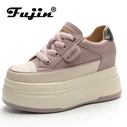 Platform Sneakers Women – Comfortable Genuine Leather Wide Fit Casual Shoes With High Heels - ZOOMNSTORE