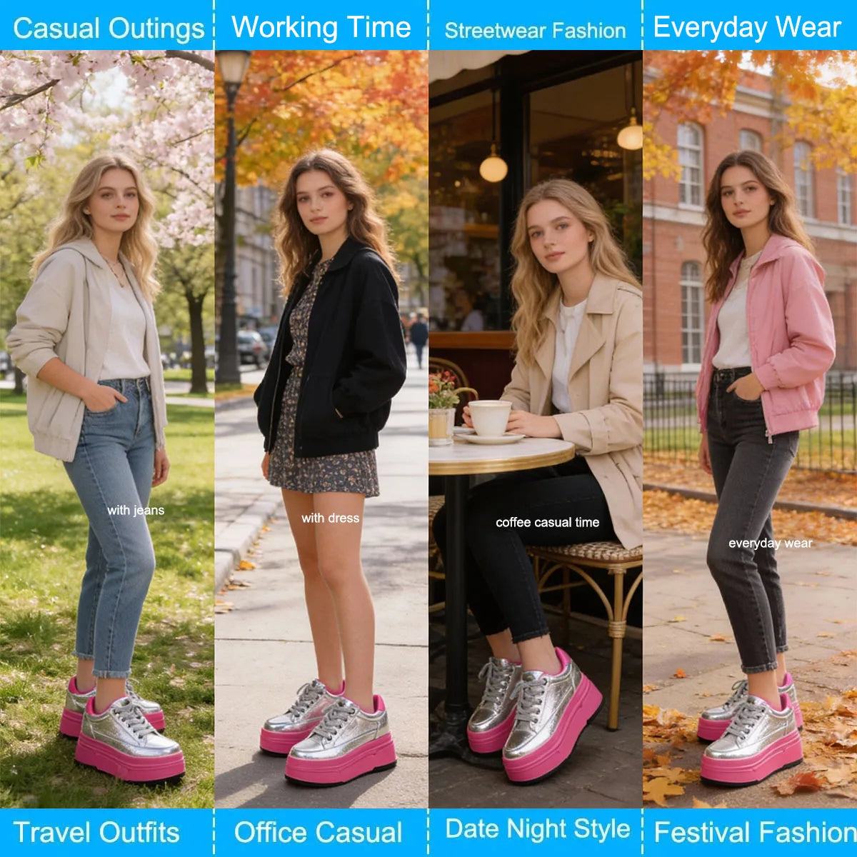Platform Sneakers Women – Comfortable Genuine Leather Wide Fit Casual Shoes With High Heels - ZOOMNSTORE