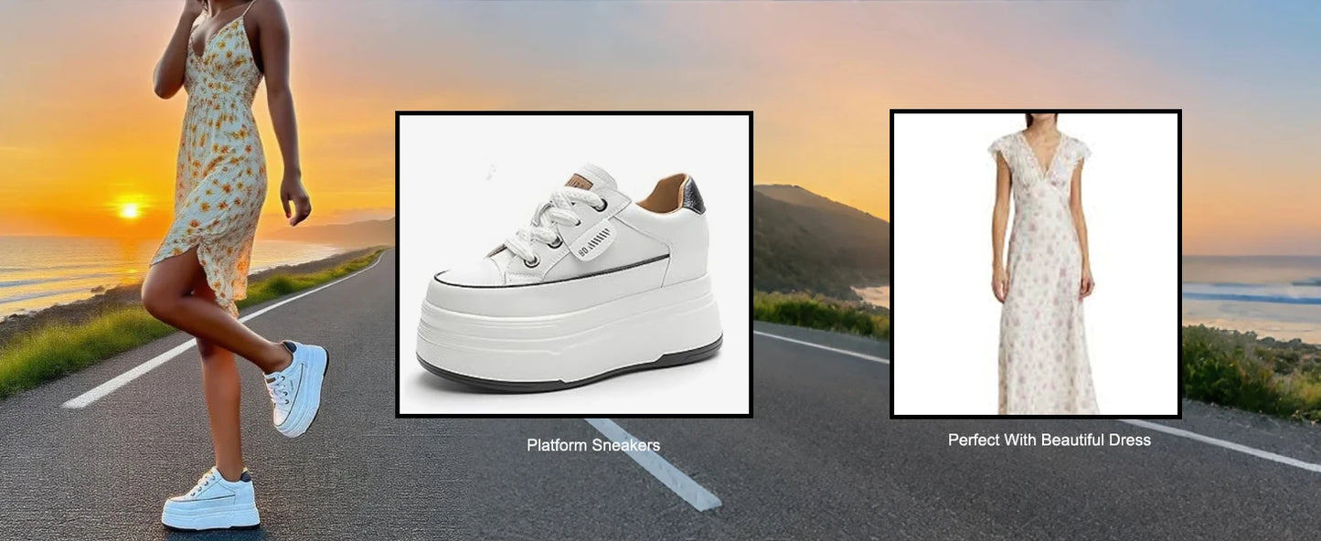 Platform Sneakers Women – Comfortable Genuine Leather Wide Fit Casual Shoes With High Heels - ZOOMNSTORE