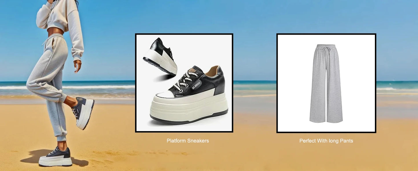 Platform Sneakers Women – Comfortable Genuine Leather Wide Fit Casual Shoes With High Heels - ZOOMNSTORE