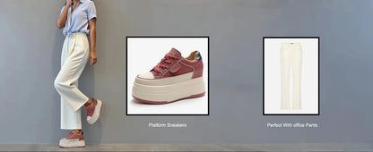 Platform Sneakers Women – Comfortable Genuine Leather Wide Fit Casual Shoes With High Heels - ZOOMNSTORE
