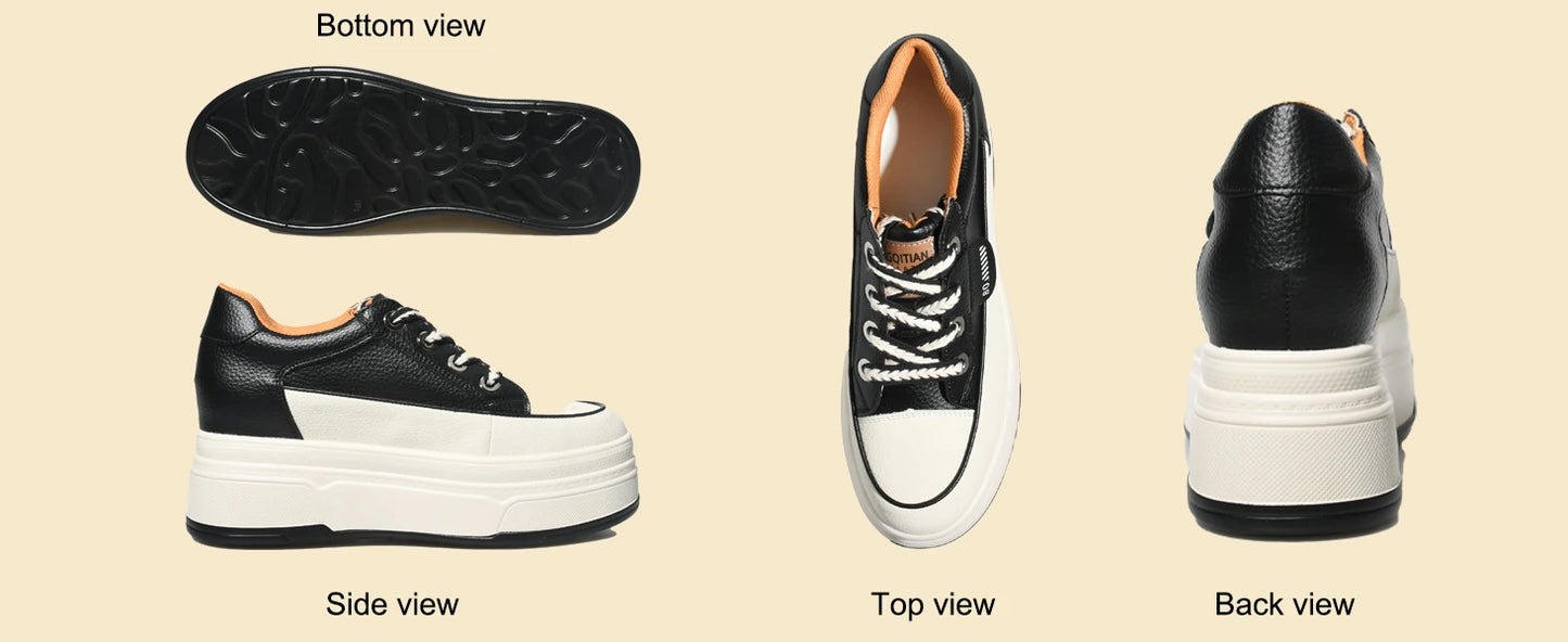 Platform Sneakers Women – Comfortable Genuine Leather Wide Fit Casual Shoes With High Heels - ZOOMNSTORE