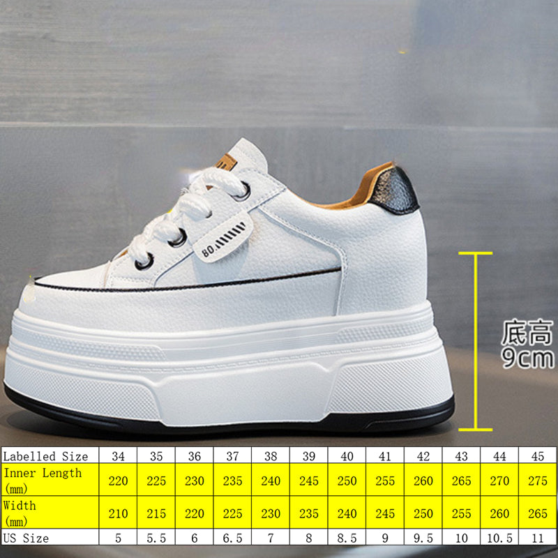 Platform Sneakers Women – Comfortable Genuine Leather Wide Fit Casual Shoes With High Heels - ZOOMNSTORE
