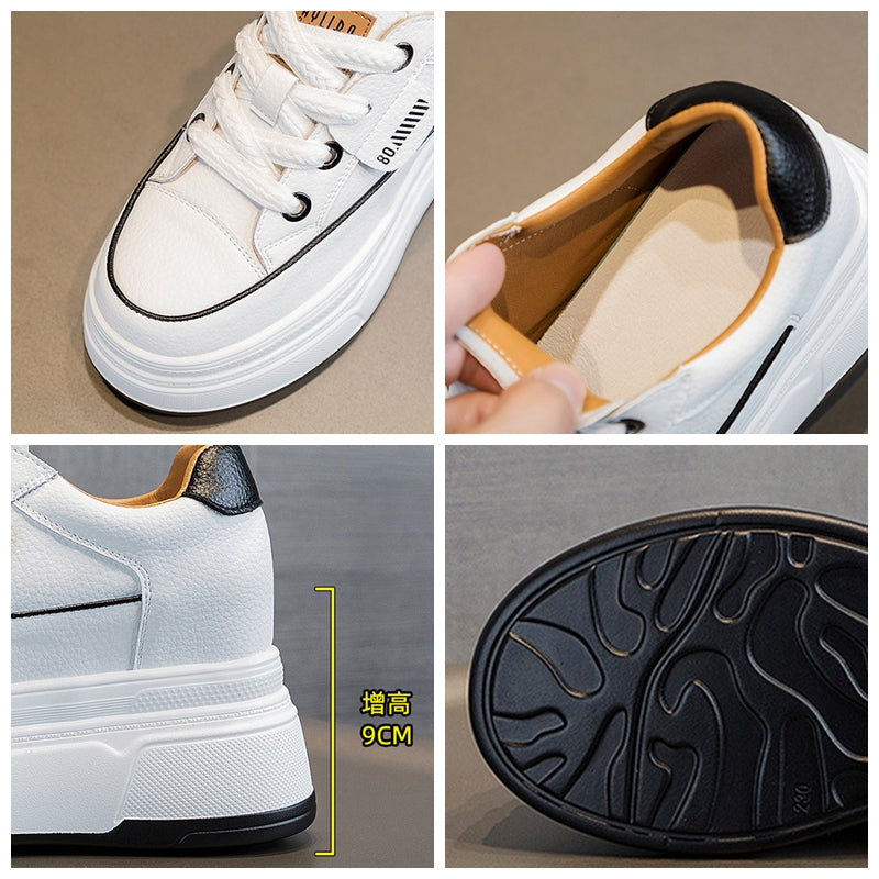 Platform Sneakers Women – Comfortable Genuine Leather Wide Fit Casual Shoes With High Heels - ZOOMNSTORE