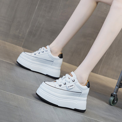 Platform Sneakers Women – Comfortable Genuine Leather Wide Fit Casual Shoes With High Heels - ZOOMNSTORE