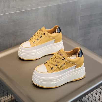Platform Sneakers Women – Comfortable Genuine Leather Wide Fit Casual Shoes With High Heels - ZOOMNSTORE