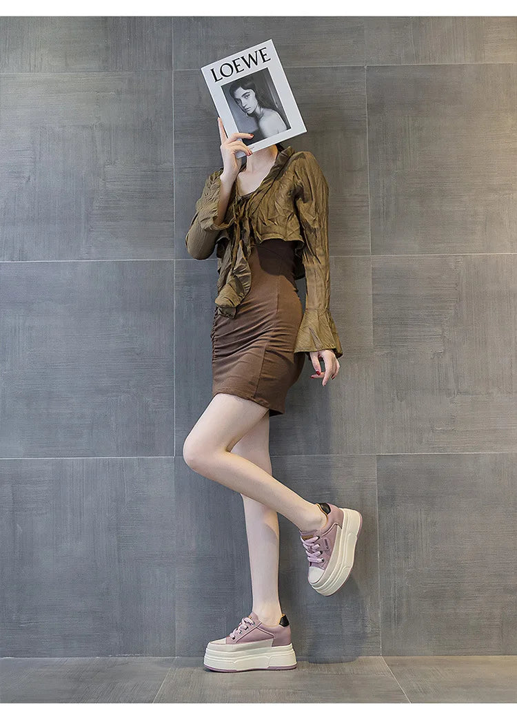 Platform Sneakers Women – Comfortable Genuine Leather Wide Fit Casual Shoes With High Heels - ZOOMNSTORE