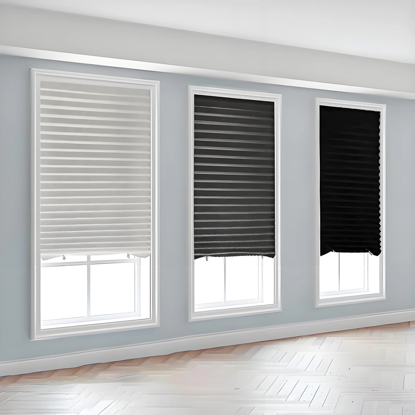 Pleated Blackout Blind – Self-Adhesive Window Shade Curtain for Bathroom & Kitchen - ZOOMNSTORE