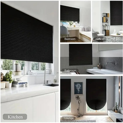 Pleated Blackout Blind – Self-Adhesive Window Shade Curtain for Bathroom & Kitchen - ZOOMNSTORE