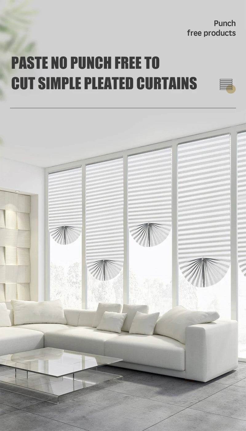 Pleated Blackout Blind – Self-Adhesive Window Shade Curtain for Bathroom & Kitchen - ZOOMNSTORE
