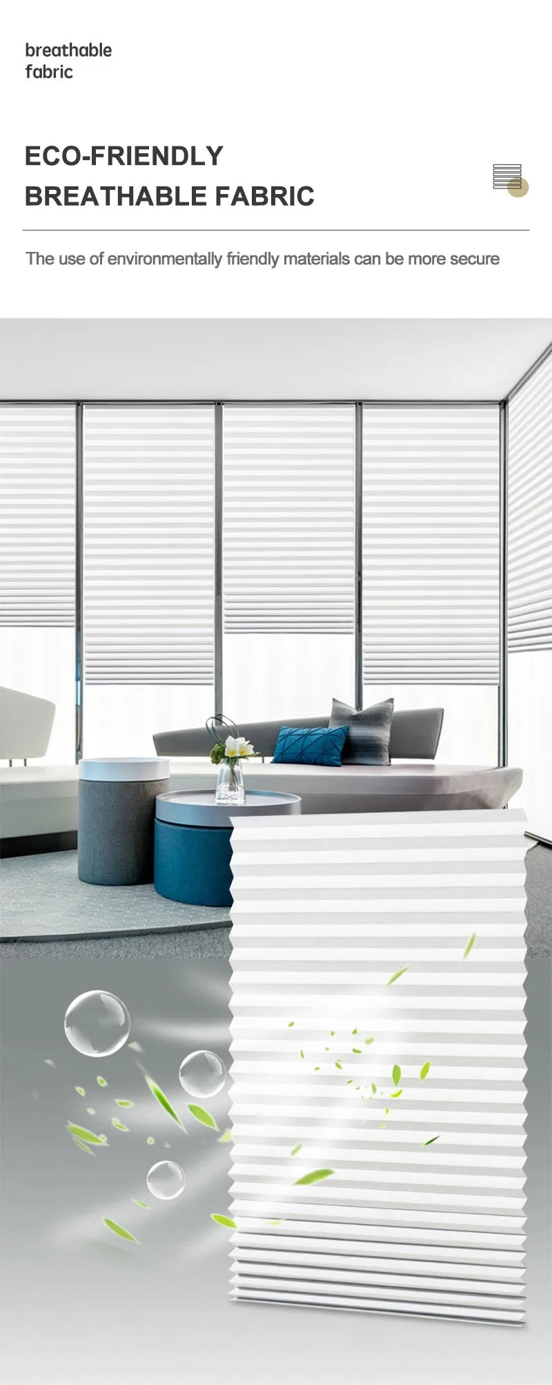 Pleated Blackout Blind – Self-Adhesive Window Shade Curtain for Bathroom & Kitchen - ZOOMNSTORE