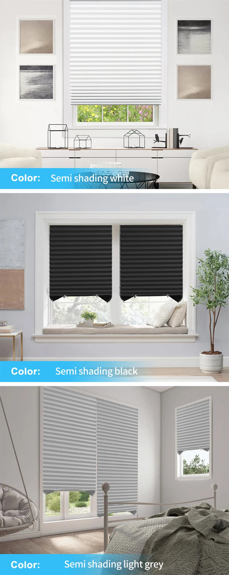 Pleated Blackout Blind – Self-Adhesive Window Shade Curtain for Bathroom & Kitchen - ZOOMNSTORE
