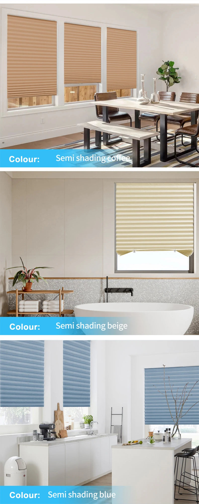 Pleated Blackout Blind – Self-Adhesive Window Shade Curtain for Bathroom & Kitchen - ZOOMNSTORE