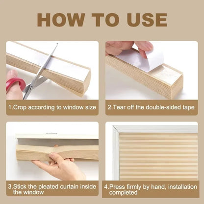 Pleated Blinds - Self-Adhesive Half Blackout Shades for Bathroom Balcony Windows - ZOOMNSTORE