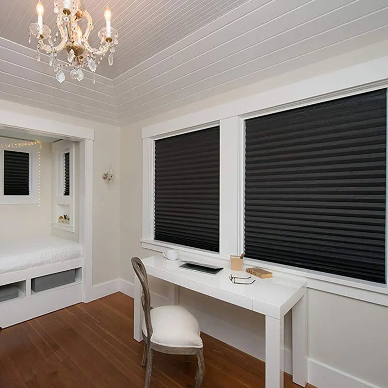 Pleated Self-Adhesive Window Shades - Non-Woven Semi-Shading Blinds for Home Decor - ZOOMNSTORE