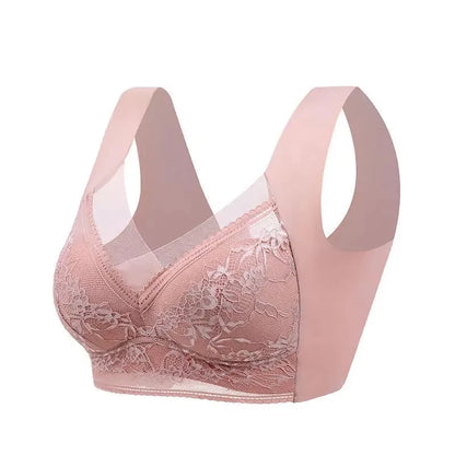 Plus Size Wireless Lace Bralette - L-5XL Seamless Push-Up Ice Silk Summer Bra - ZOOMNSTORE